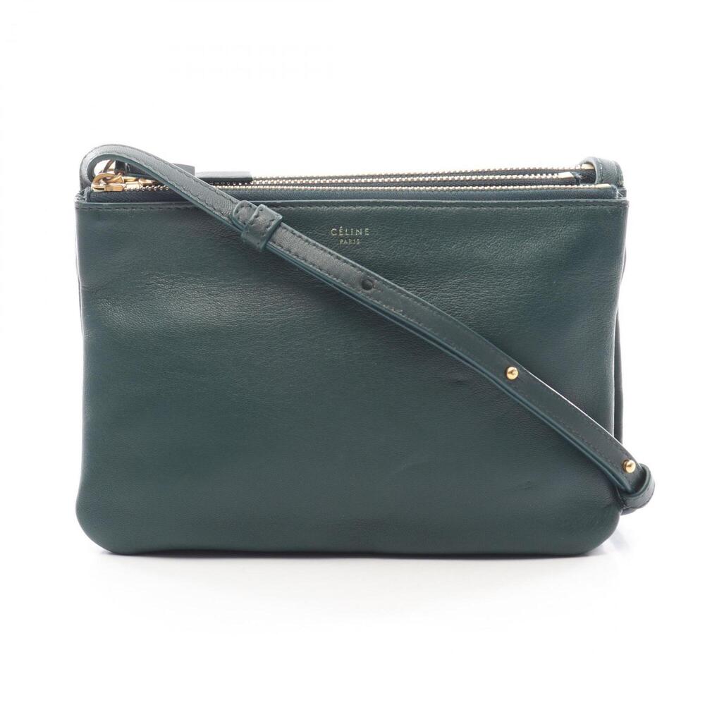 Celine TRIO SMALL Shoulder Bag/Handbag, Leather, Women's, Green, 165113